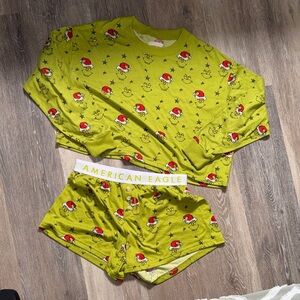 American Eagle Grinch Christmas Pajama Set